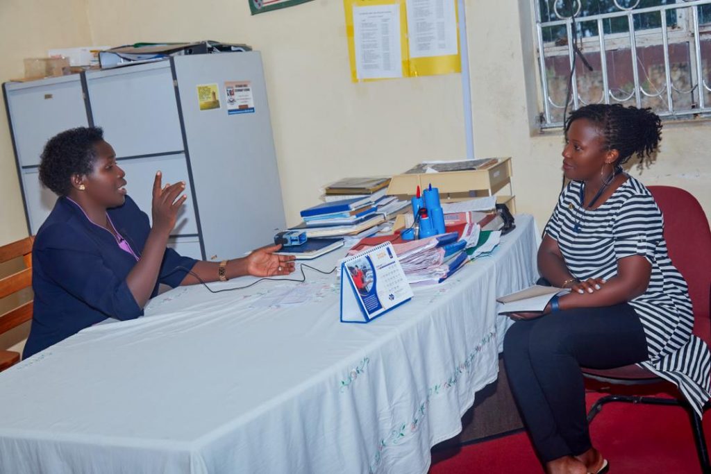 Foundation members visiting the headmistress of Kyeibaare Girls Secondary School